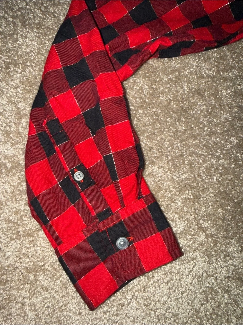 J. Crew Red and Black Plaid Button-Front Metallic Blouse  Small